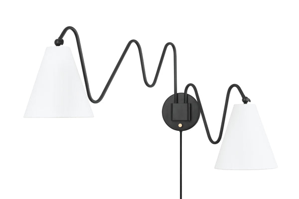 Lighting - Plug-in Sconce Onda 2 Light Portable Wall Sconce // Soft Black 