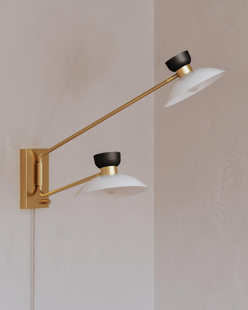 Lighting - Plug-in Sconce Whitley 2 Light Wall Sconce Plug In // Aged Brass 