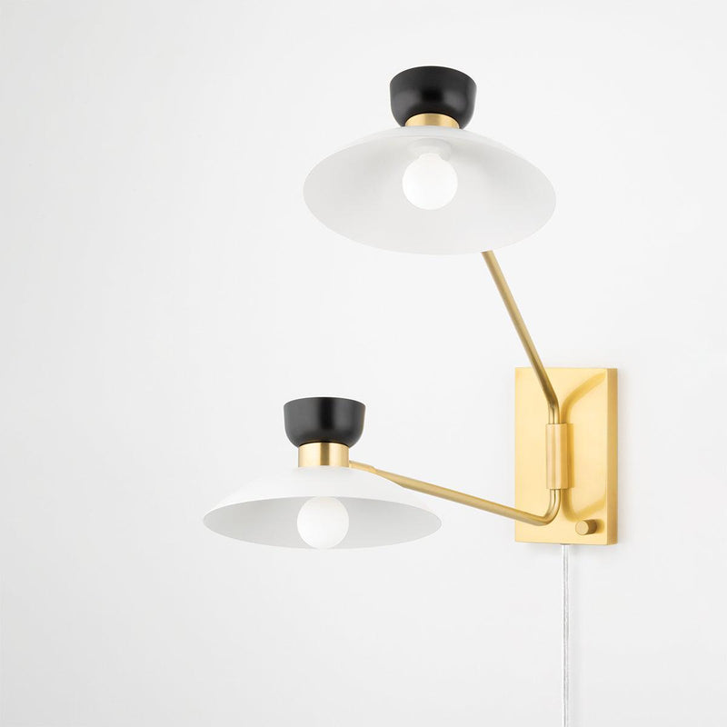 Lighting - Plug-in Sconce Whitley 2 Light Wall Sconce Plug In // Aged Brass 