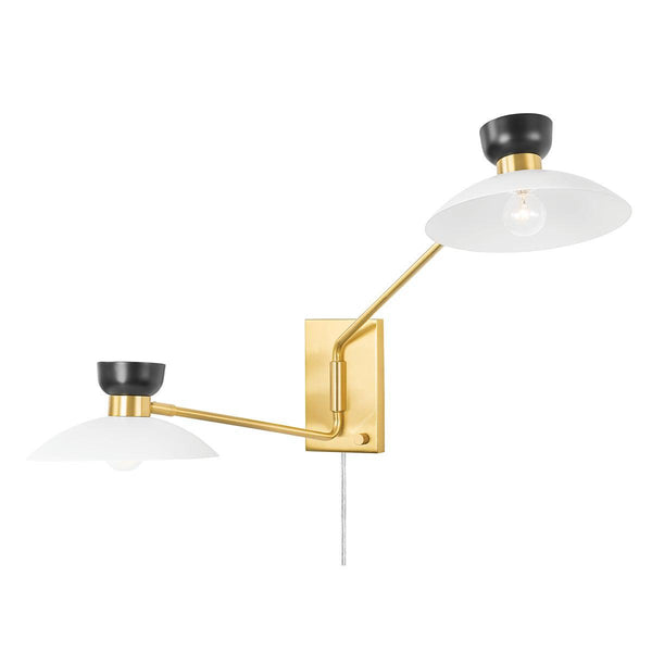 Lighting - Plug-in Sconce Whitley 2 Light Wall Sconce Plug In // Aged Brass 