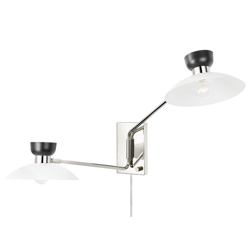 Lighting - Plug-in Sconce Whitley 2 Light Wall Sconce Plug In // Polished Nickel 