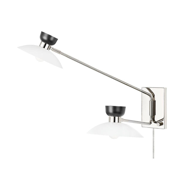 Lighting - Plug-in Sconce Whitley 2 Light Wall Sconce Plug In // Polished Nickel 