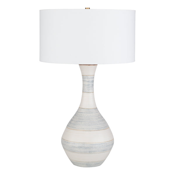 Lighting Potter Striped Ivory Blue Table Lamp 