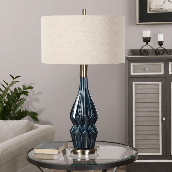 Lighting Prussian Blue Ceramic Lamp 