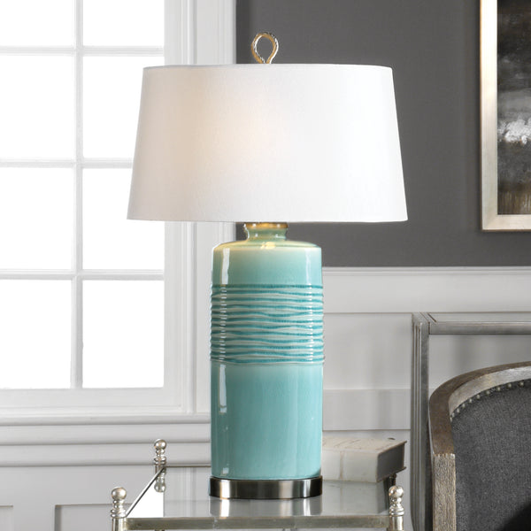 Lighting Rila Distressed Teal Table Lamp 