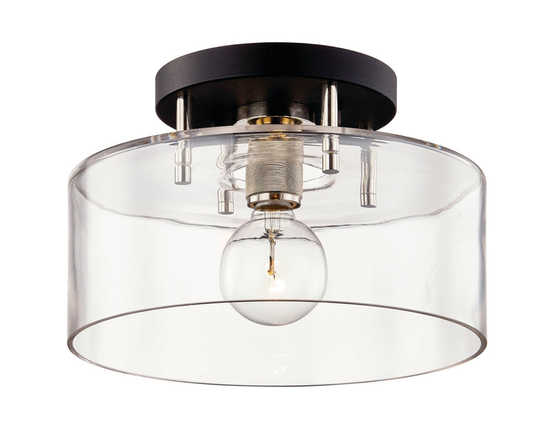 Lighting - Semi Flush Bergamot Station 1lt Semi Flush // Carbide BLK & Pol Nickel // Large 