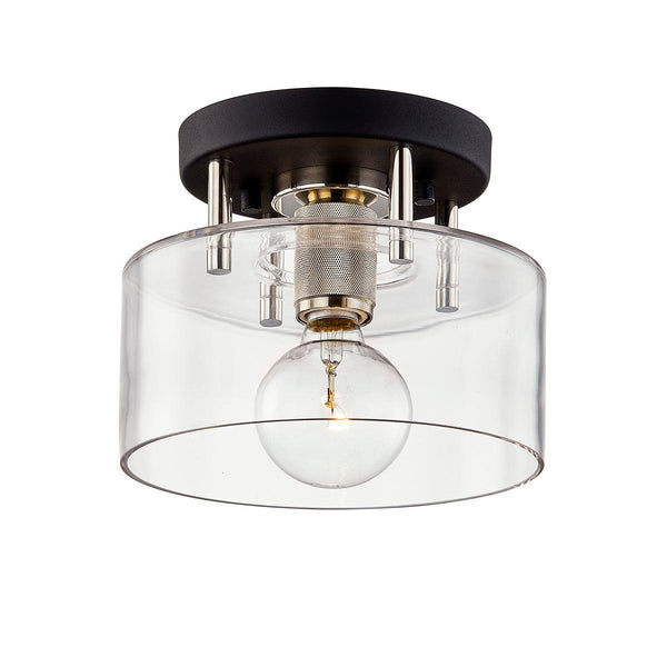 Lighting - Semi Flush Bergamot Station 1lt Semi Flush // Carbide BLK & Pol Nickel // Small 