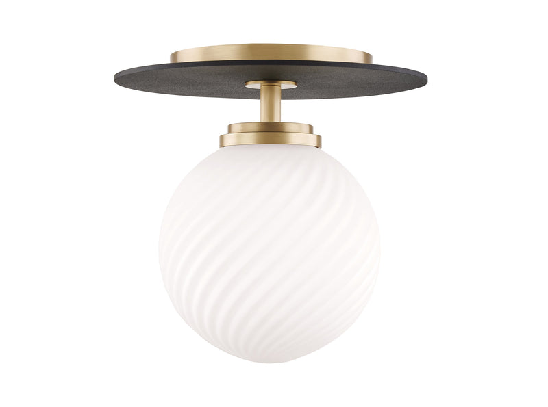 Lighting - Semi Flush Ellis 1 Light Small Semi Flush // Aged Brass & Black 