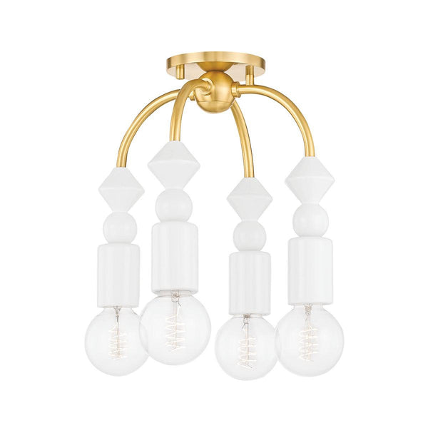 Lighting - Semi Flush Flora 4 Light Semi Flush Mount // Aged Brass 