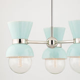 Lighting - Semi Flush Gillian 3 Light Semi Flush Mount // Polished Nickel & Ceramic Gloss Robins Egg Blue 