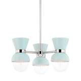 Lighting - Semi Flush Gillian 3 Light Semi Flush Mount // Polished Nickel & Ceramic Gloss Robins Egg Blue 