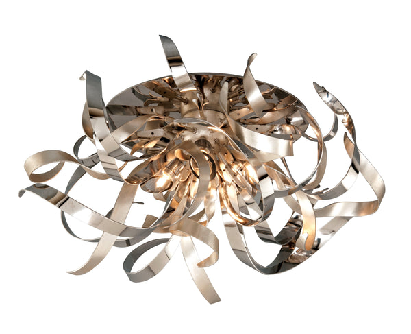 Lighting - Semi Flush Graffiti 4lt Semi Flush // Silver Leaf Polished Stainless // Small 