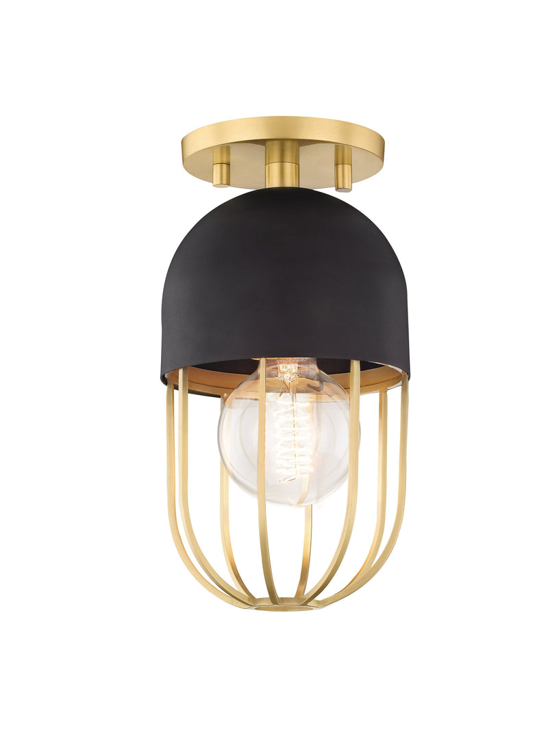 Lighting - Semi Flush Haley 1 Light Semi Flush // Aged Brass & Black 