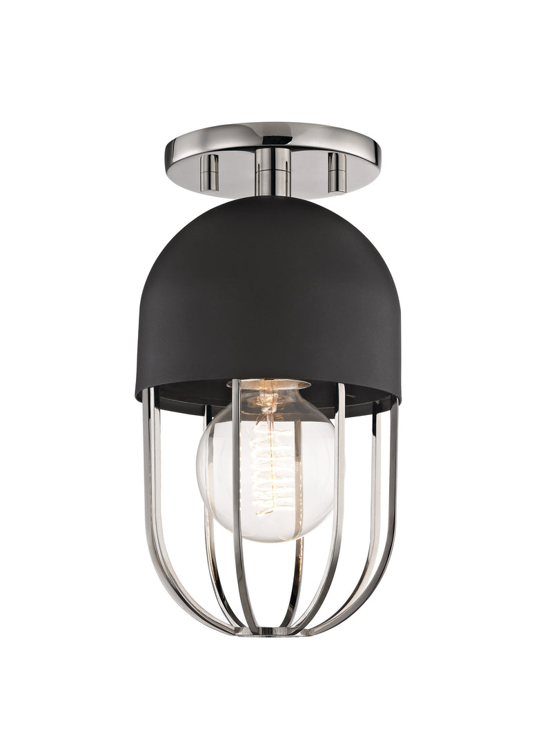 Lighting - Semi Flush Haley 1 Light Semi Flush // Polished Nickel & Black 