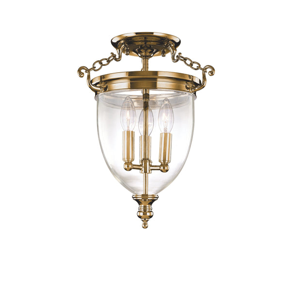 Lighting - Semi Flush Hanover 3 Light Semi Flush // Aged Brass // Small 