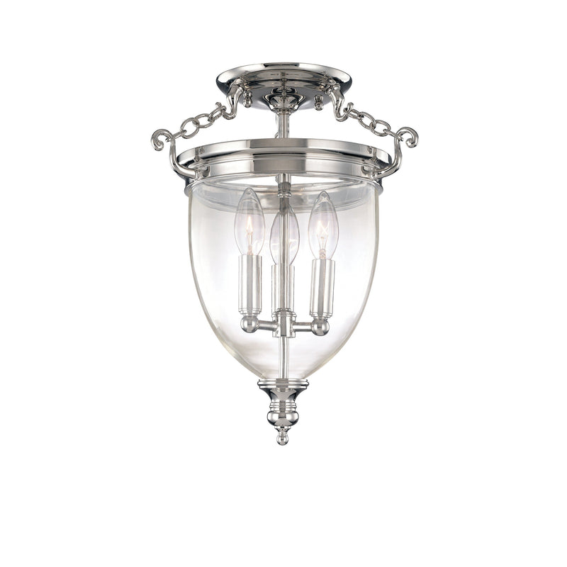 Lighting - Semi Flush Hanover 3 Light Semi Flush // Polished Nickel // Small 