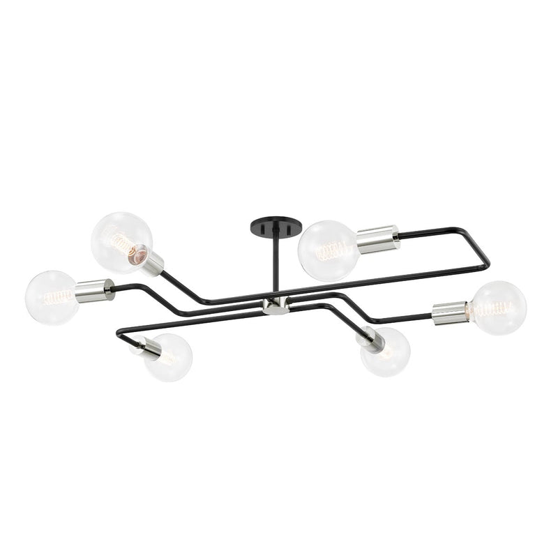 Lighting - Semi Flush Jena 6 Light Semi Flush Mount // Polished Nickel & Textured Black Combo // Large 