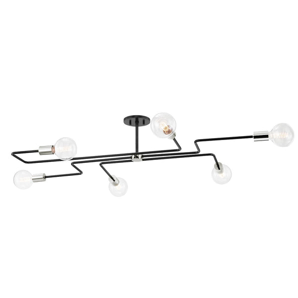 Lighting - Semi Flush Jena 6 Light Semi Flush Mount // Polished Nickel & Textured Black Combo // Small 