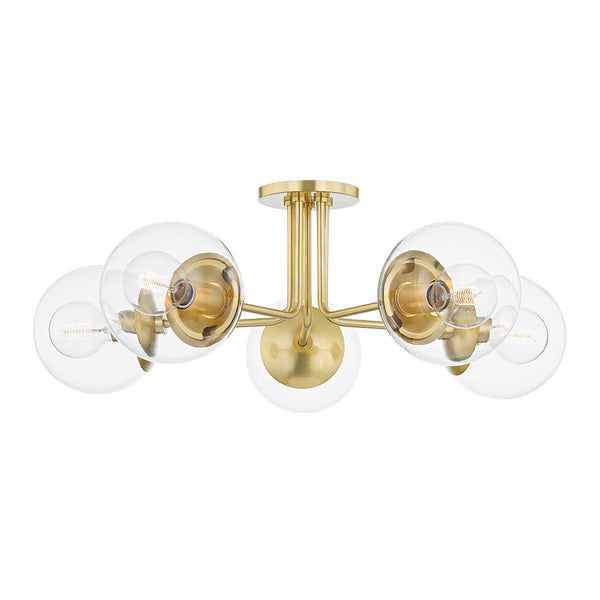 Lighting - Semi Flush Meadow 5 Light Semi Flush // Aged Brass 