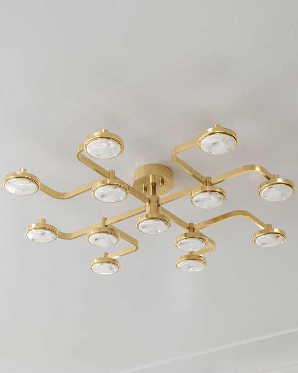 Lighting - Semi Flush Meander 13 Light Semi Flush // Aged Brass 