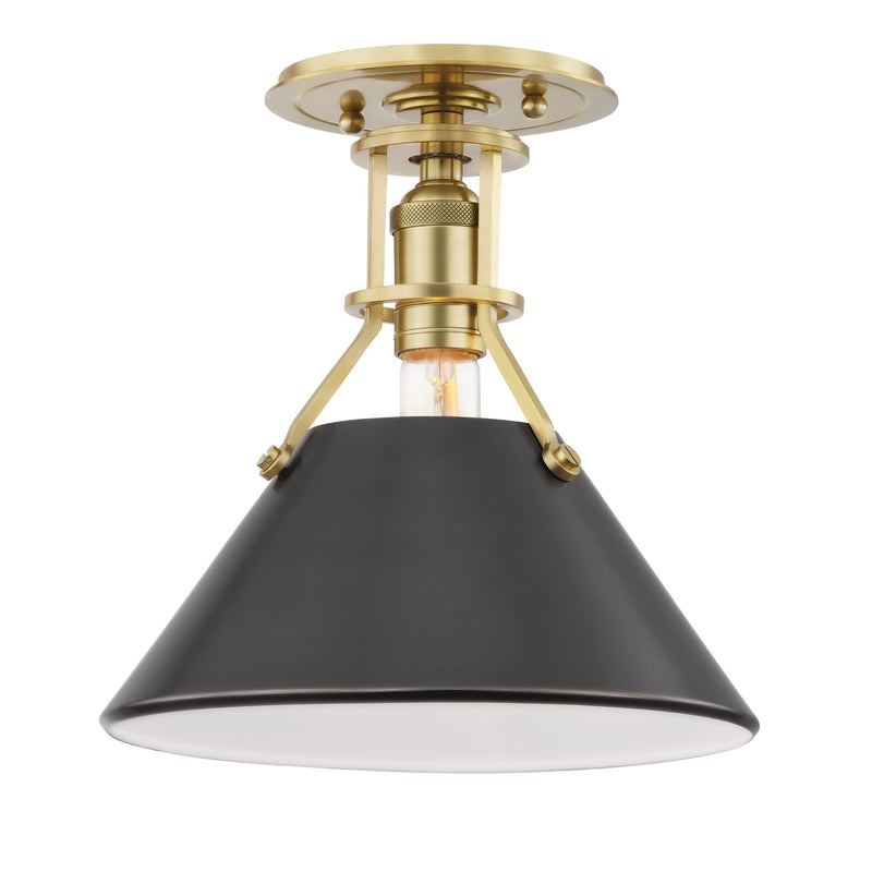 Lighting - Semi Flush Metal No.2 1 Light Semi Flush // Aged & Antique Distressed Bronze 