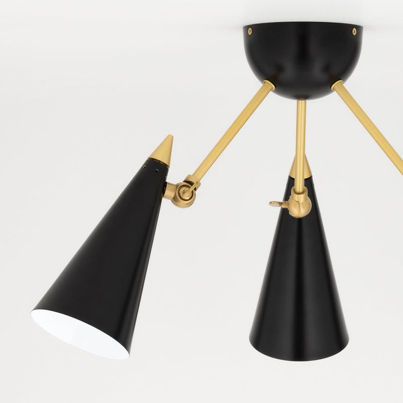 Lighting - Semi Flush Moxie 3 Light Semi Flush // Aged Brass & Black 