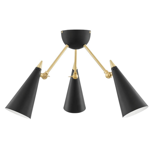 Lighting - Semi Flush Moxie 3 Light Semi Flush // Aged Brass & Black 