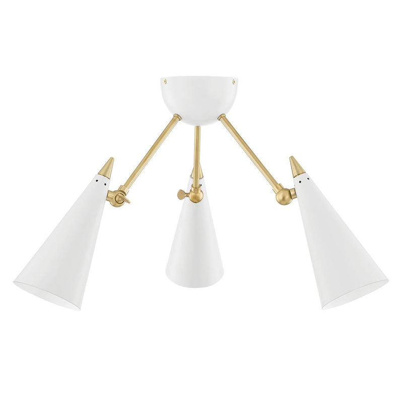 Lighting - Semi Flush Moxie 3 Light Semi Flush // Aged Brass & Soft Off White 