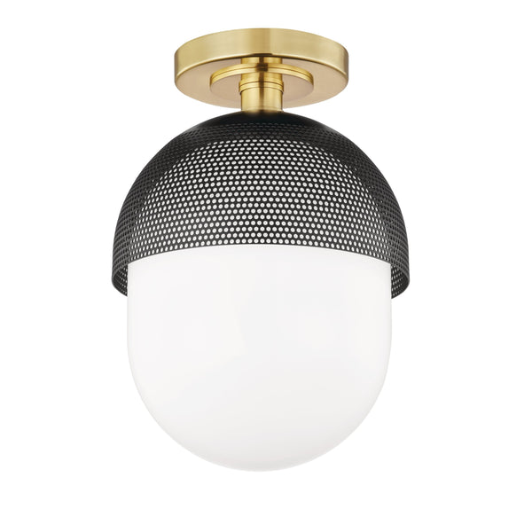 Lighting - Semi Flush Nyack 1 Light Semi Flush // Aged Brass & Black 