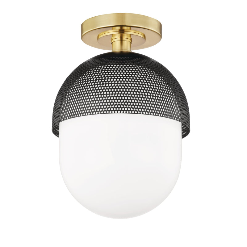 Lighting - Semi Flush Nyack 1 Light Semi Flush // Aged Brass & Black 