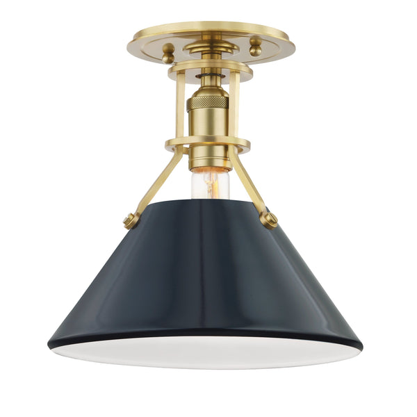 Lighting - Semi Flush Painted No.2 1 Light Semi Flush // Aged Brass & Darkest Blue 