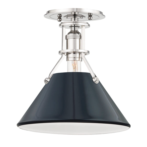 Lighting - Semi Flush Painted No.2 1 Light Semi Flush // Polished Nickel & Darkest Blue 