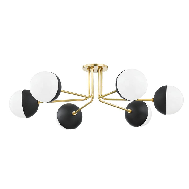 Lighting - Semi Flush Renee 6 Light Semi Flush Mount // Aged Brass & Black 