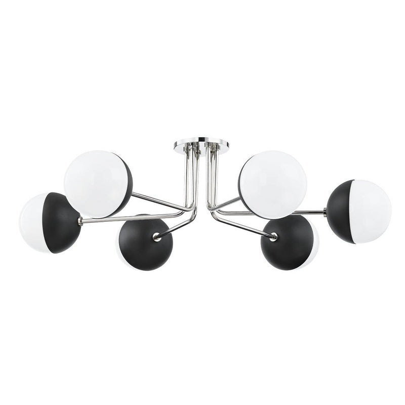 Lighting - Semi Flush Renee 6 Light Semi Flush Mount // Polished Nickel & Black 