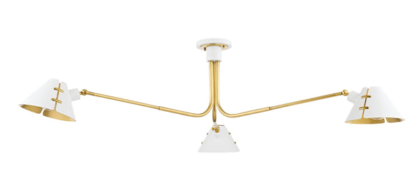 Lighting - Semi Flush Split 3 Light Semi Flush // Aged Brass & Soft White 