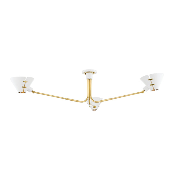 Lighting - Semi Flush Split 3 Light Semi Flush // Aged Brass & Soft White 