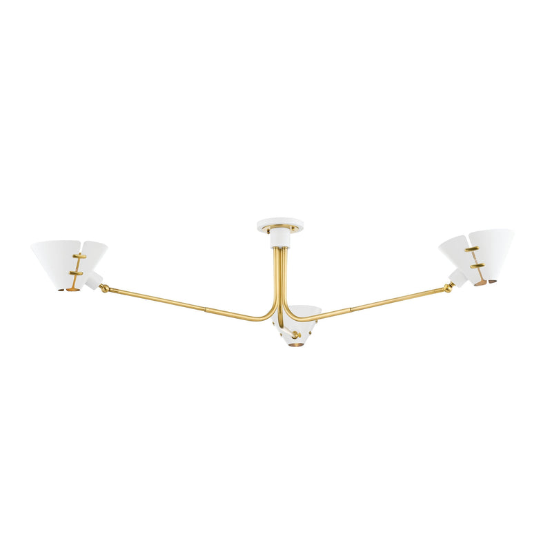 Lighting - Semi Flush Split 3 Light Semi Flush // Aged Brass & Soft White 