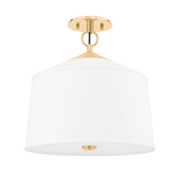 Lighting - Semi Flush White Plains 1 Light Semi Flush Mount // Aged Brass 