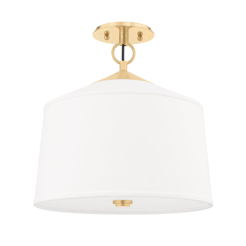 Lighting - Semi Flush White Plains 1 Light Semi Flush Mount // Aged Brass 