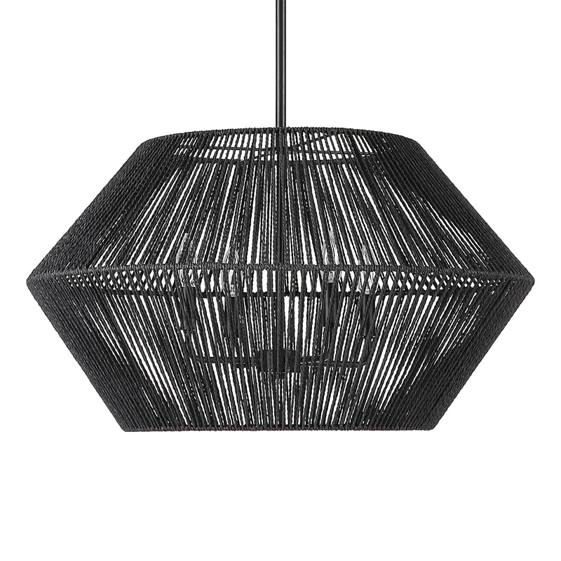 Lighting Suva 4 Light Black Rope Pendant 