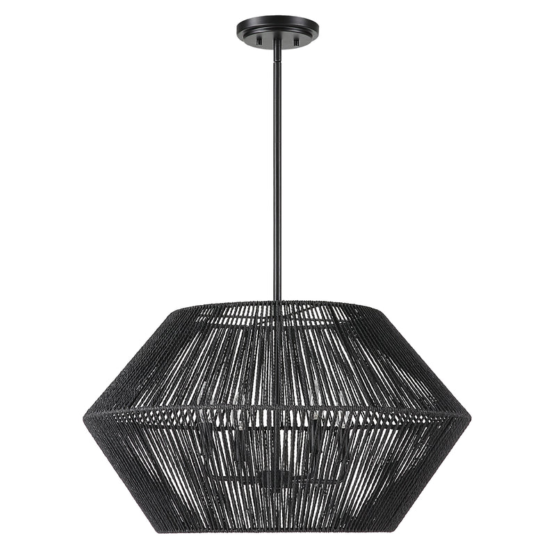 Lighting Suva 4 Light Black Rope Pendant 