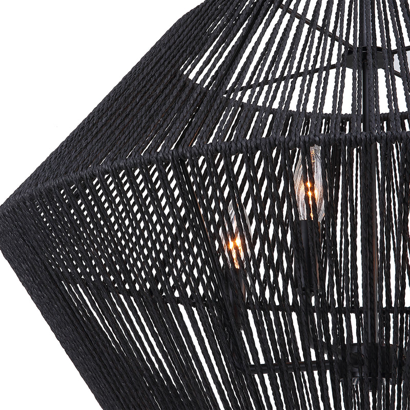 Lighting Suva 4 Light Black Rope Pendant 