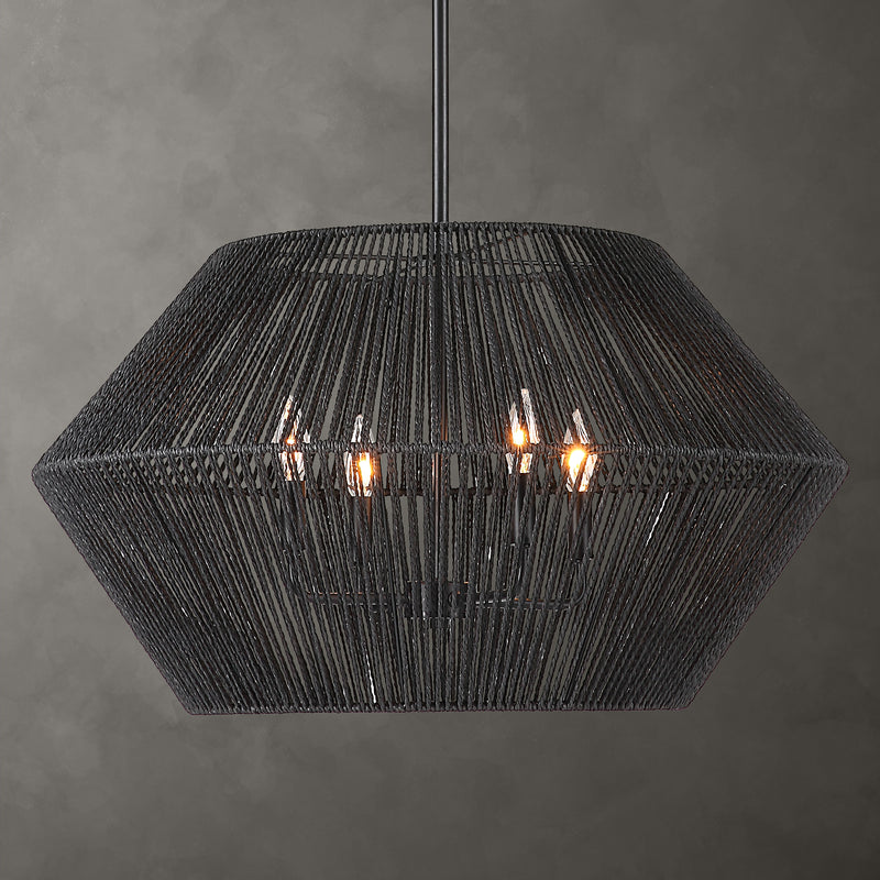 Lighting Suva 4 Light Black Rope Pendant 