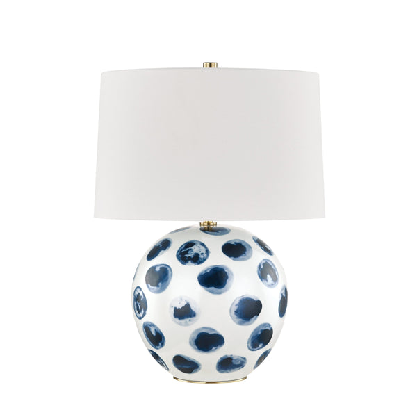Lighting - Table Lamp Blue Point 1 Light Table Lamp // White Bisque & Blue Dots 