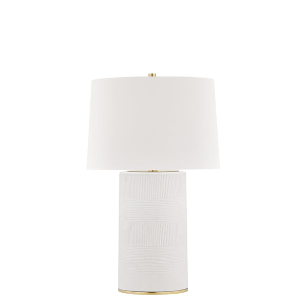 Lighting - Table Lamp Borneo 1 Light Table Lamp // Aged Brass & Soft Off White 