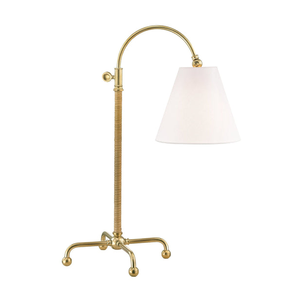 Lighting - Table Lamp Curves No.1 1 Light Table Lamp with Rattan Accent // Aged Brass 