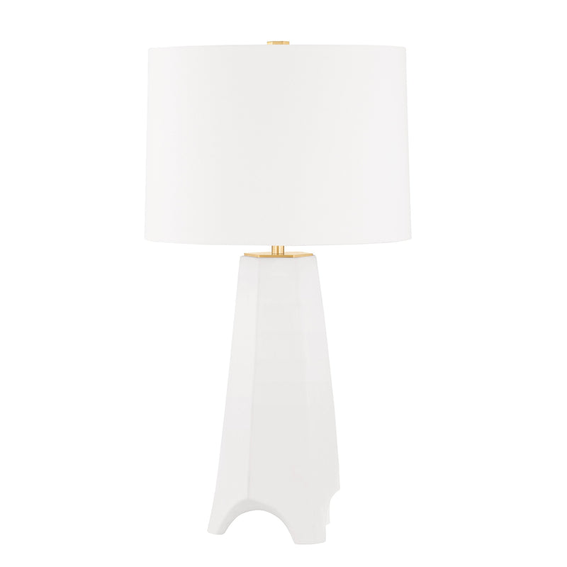 Lighting - Table Lamp Earlville 1 Light Table Lamp // Aged Brass & Ceramic Satin White 