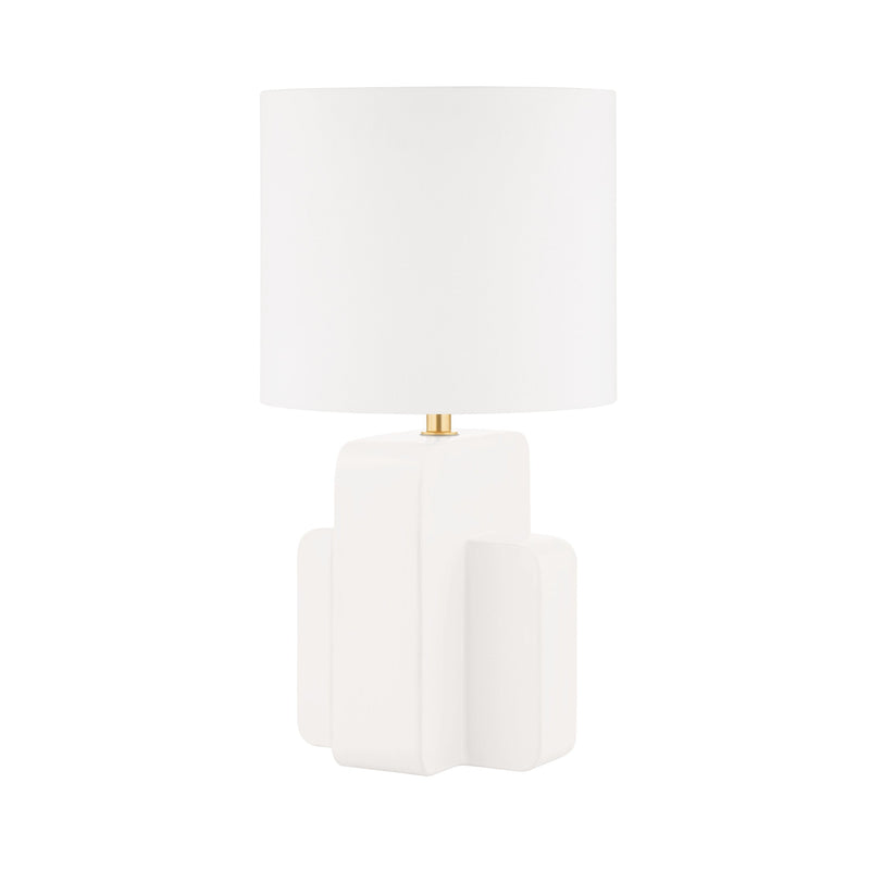 Lighting - Table Lamp Elm Grove 1 Light Table Lamp // Aged Brass & Ceramic Satin White 