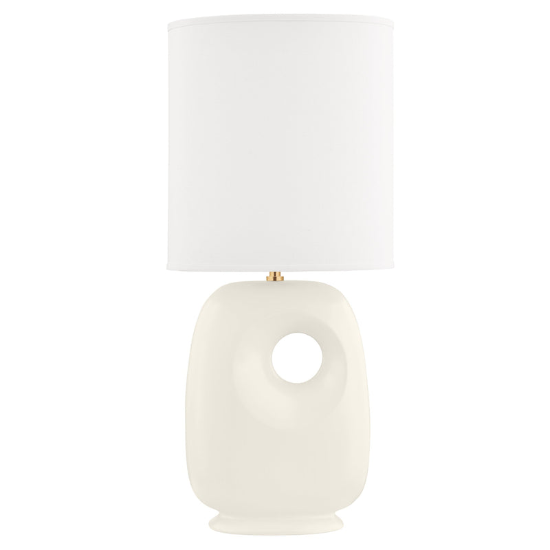 Lighting - Table Lamp Harbor Park 1 Light Table Lamp // Aged Brass & Satin Ivory 