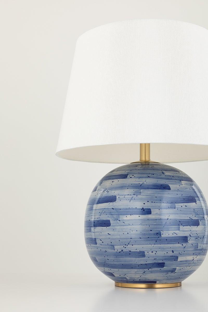 Lighting - Table Lamp Laurel 1 Light Table Lamp // Aged Brass & Blue Combo 